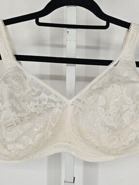 Vtg Playtex 18 Hours Womens Sz 44DD Unlined T Shirt Bra White Lace